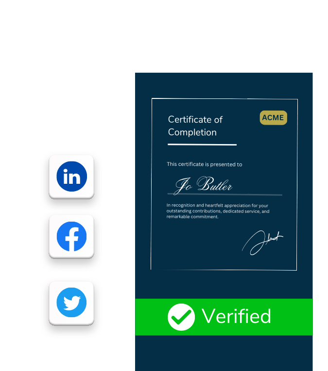 White-Label Friendly Digital Certificates for Social Visibility